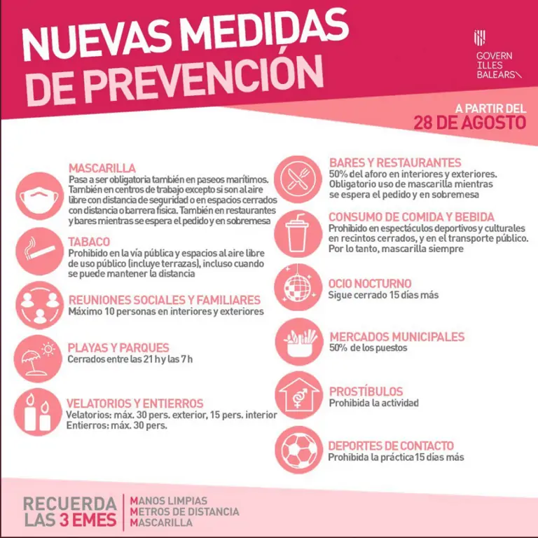 Mascarilla obligatoria en los centros de trabajo y reuniones familiares y sociales limitadas un máximo de 10 personas