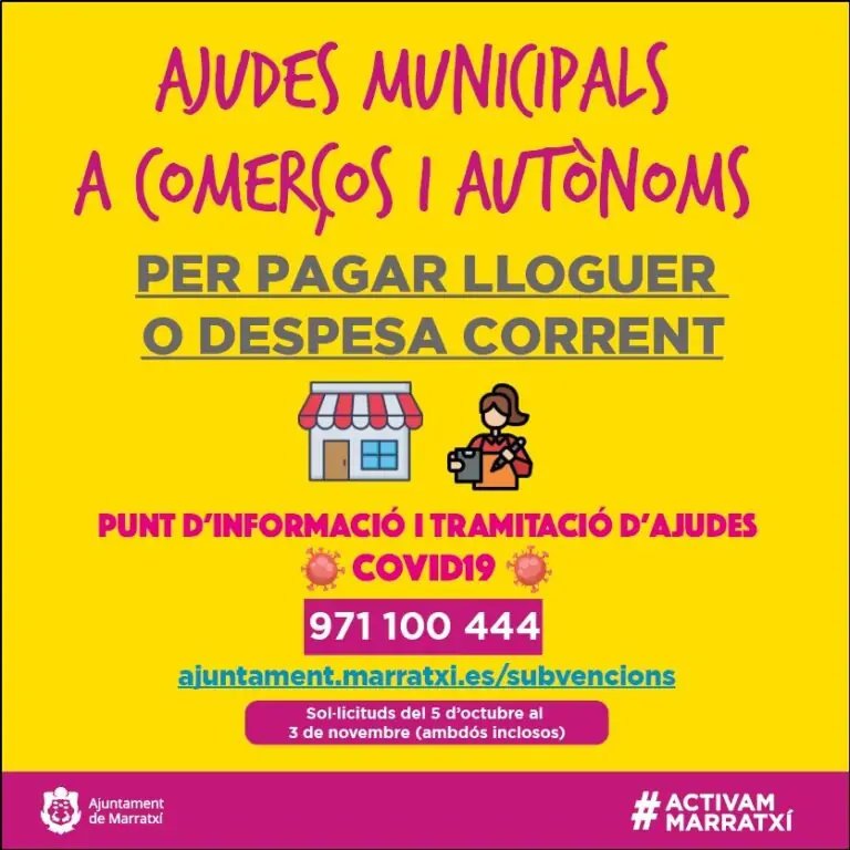 Comerços i autònoms afectats per la Covid19   ja poden sol·licitar les ajudes municipals per pagar lloguers o despesa corrent